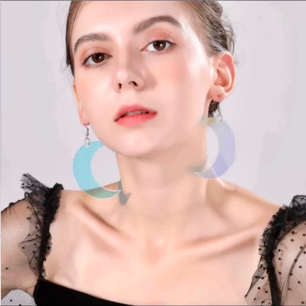 Crescent Moon Earrings Iridescent